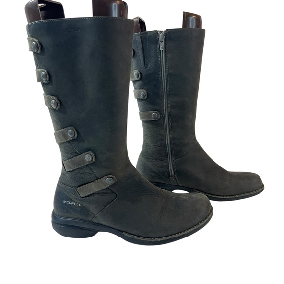 Merrell Captive Drizzle Gray Leather Riding Boots Womens Size 9 - Picture 1 of 5